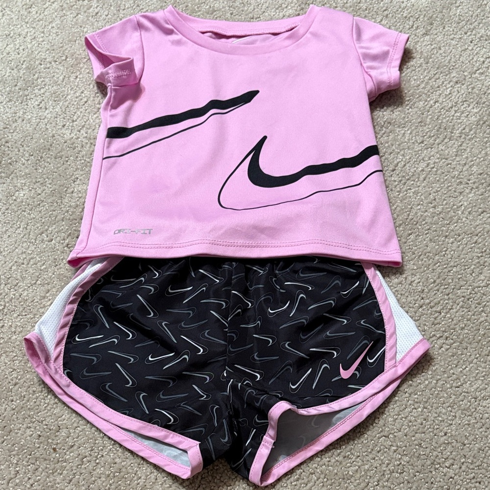 Nike Pink and Black Kids' Sports Outfit 18 Months